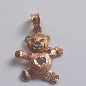 14K OroAmerica Tri-Color Gold Articulated Teddy Bear Pendant – 2g